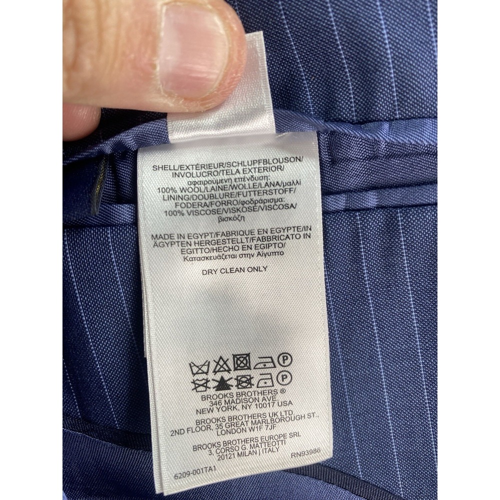 Brooks Brothers Suit Jacket 42 R Blue Wool Striped Tellegno 1900 Regent Italy - Picture 15 of 16
